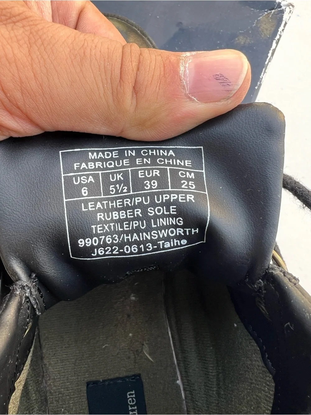 Ralph Lauren Black Leather Lace-Up Boots